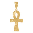 10kt Yellow Gold Diamond-Cut Nugget Ankh Religious Charm Pendant