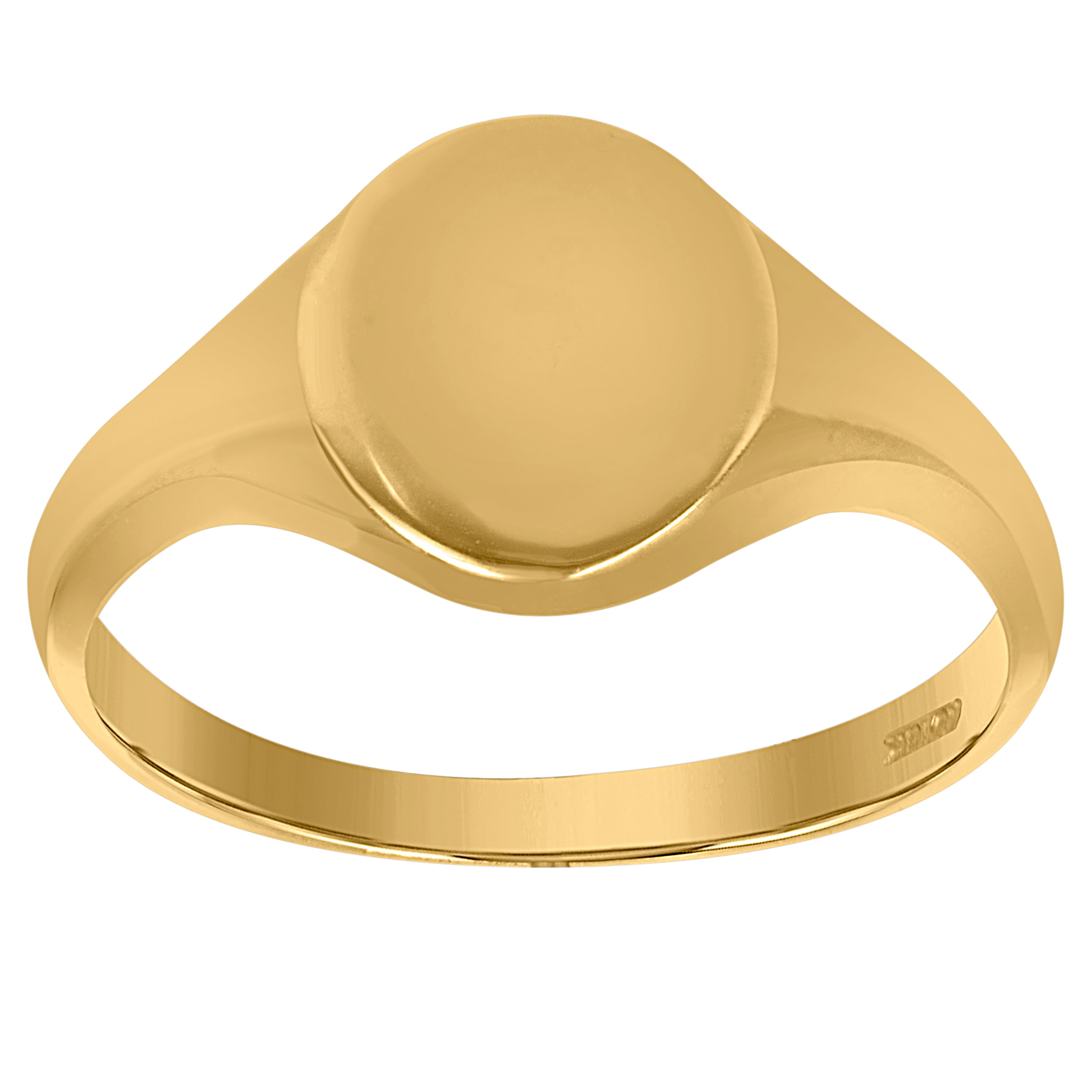 10kt Yellow Gold Mens Polished Oval Head Signet Engraveable Ring 