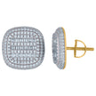 925 Sterling Silver Yellow-Tone Unisex Baguette Cubic-Zirconia Square Fashion Stud Earrings