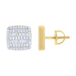 925 Sterling Silver Yellow-Tone Unisex Baguette Cubic-Zirconia Square Fashion Stud Earrings 