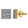 925 Sterling Silver Yellow-Tone Unisex Baguette Cubic-Zirconia Square Fashion Stud Earrings 