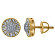 925 Sterling Silver Yellow-Tone Unisex Baguette Cubic-Zirconia Fashion Stud Earrings 