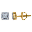 925 Sterling Silver Yellow-Tone Unisex Princess-Cut Cubic-Zirconia Fashion Stud Earrings 