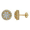925 Sterling Silver Yellow-Tone Unisex Cubic-Zirconia Round Fashion Stud Earrings