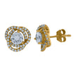 925 Sterling Silver Yellow-Tone Unisex Cubic-Zirconia Love Knot Stud Earrings