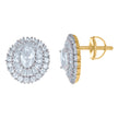 925 Sterling Silver Yellow-Tone Womens Oval Cubic-Zirconia Oval Fashion Stud Earrings