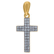 925 Sterling Silver Yellow-Tone Unisex Cubic-Zirconia Cross Religious Charm Pendant