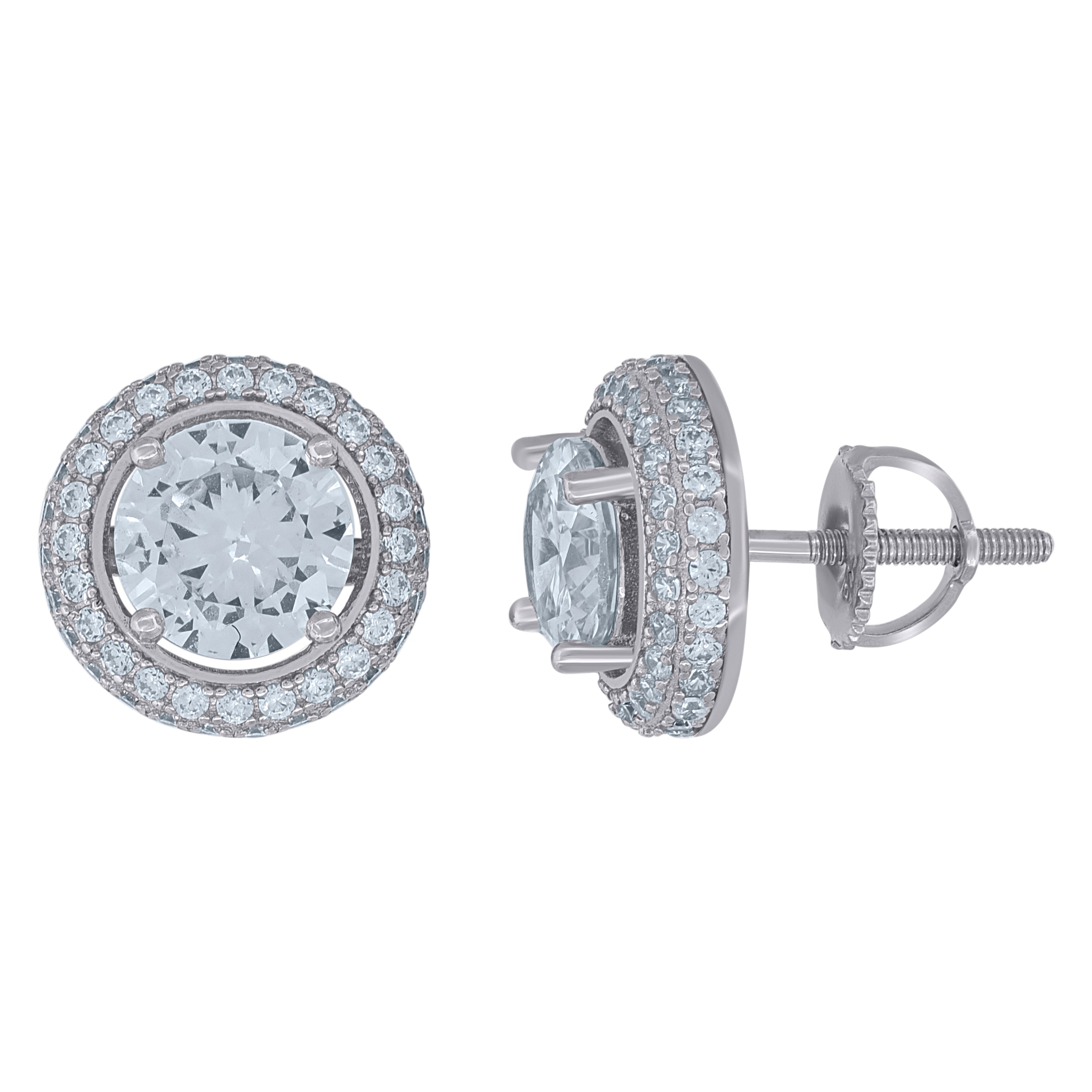 925 Sterling Silver Womens Cubic-Zirconia Fashion Stud Earrings 