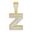 925 Sterling Silver Yellow-Tone Mens Baguette Round Cubic-Zirconia Z Alphabet Initials Charm Pendant