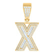 925 Sterling Silver Yellow-Tone Mens Baguette Round Cubic-Zirconia X Alphabet Initials Charm Pendant