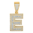 925 Sterling Silver Yellow-Tone Mens Baguette Round Cubic-Zirconia E Alphabet Initials Charm Pendant
