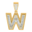925 Sterling Silver Yellow-Tone Mens Baguette Round Cubic-Zirconia W Alphabet Initials Charm Pendant