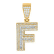 925 Sterling Silver Yellow-Tone Mens Baguette Round Cubic-Zirconia F Alphabet Initials Charm Pendant
