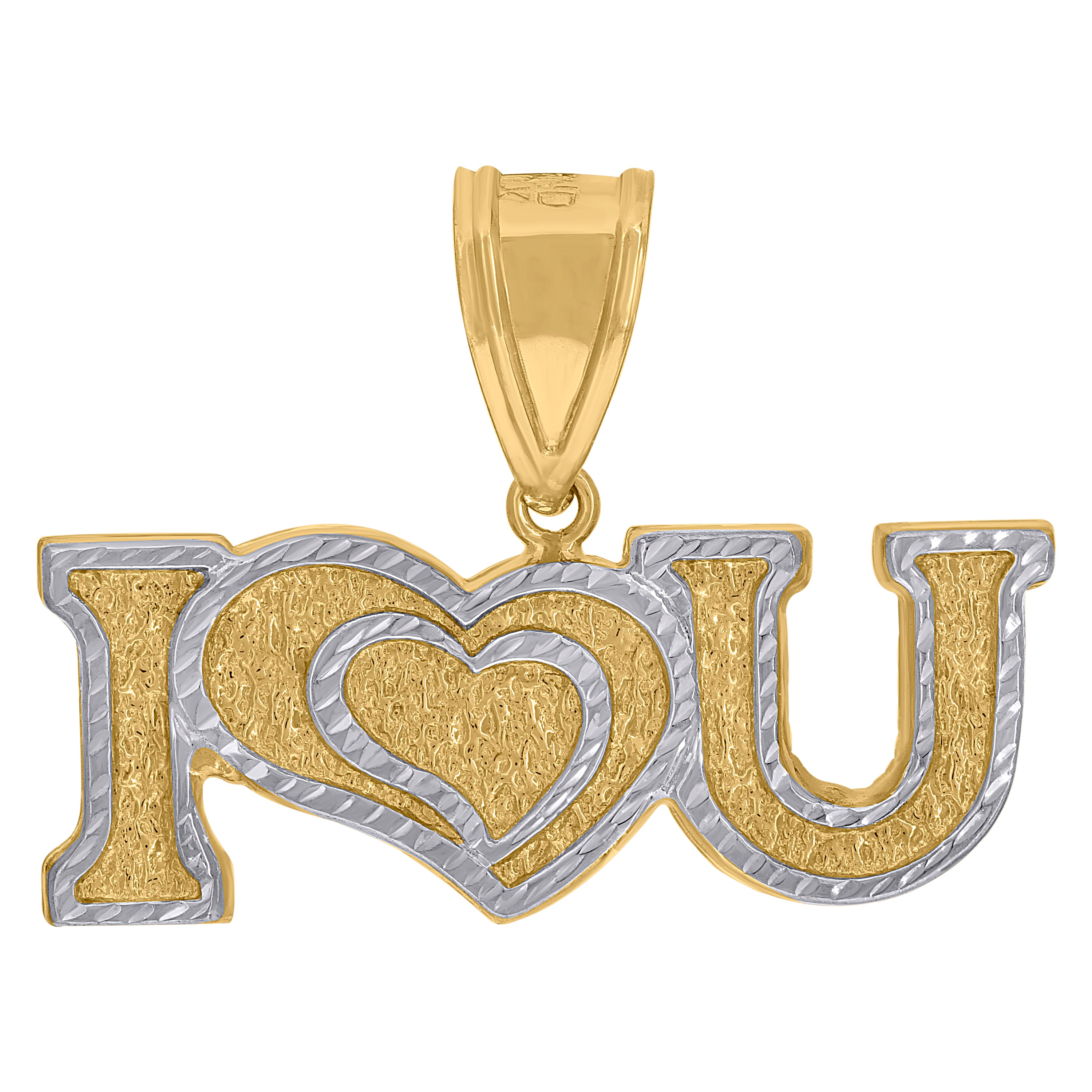 10kt Two-Tone Gold Mens I Love You Heart Talking Pendant