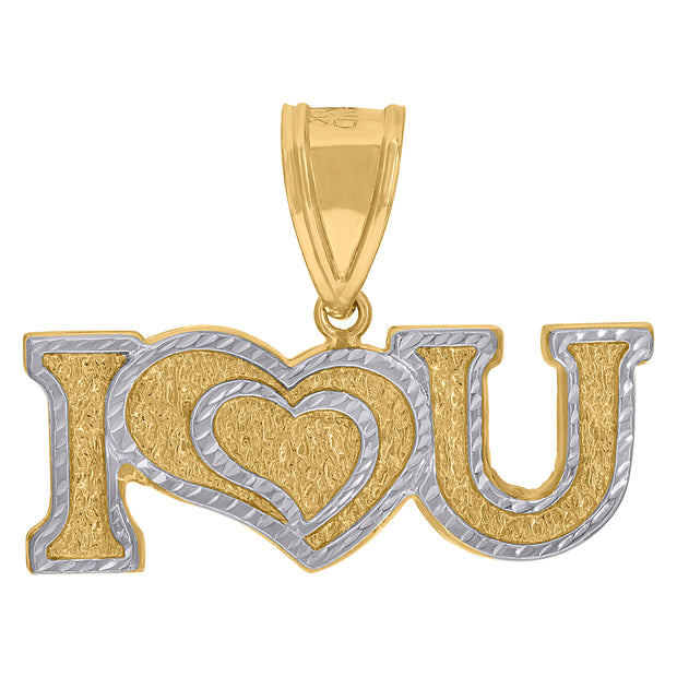 10kt Two-Tone Gold Mens I Love You Heart Talking Pendant