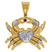 10kt Two-Tone Gold Men Cubic-Zirconia Zodiac Sign Cancer Pendant