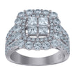 925 Sterling Silver Womens Princess-Cut Cubic-Zirconia Square Fashion Ring Size 6