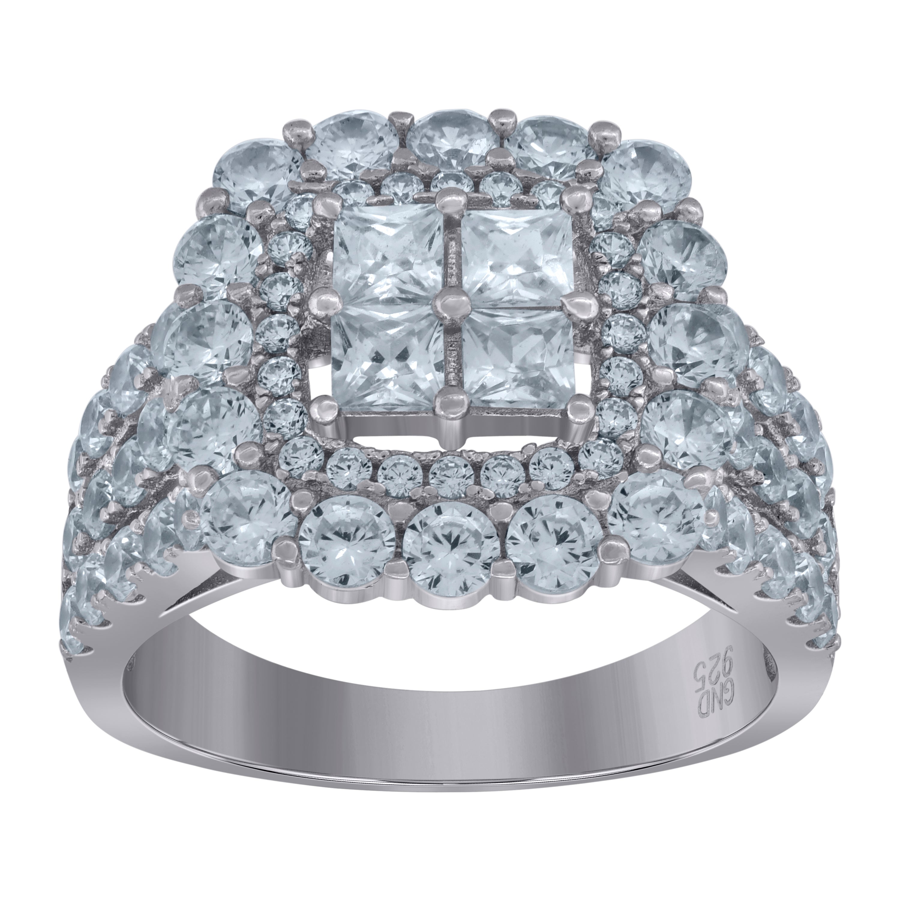925 Sterling Silver Womens Princess-Cut Cubic-Zirconia Square Fashion Ring Size 7 - SLV-105702