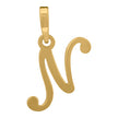 925 Sterling Silver Yellow-Tone Unisex Initial Alphabet N Charm Pendant
