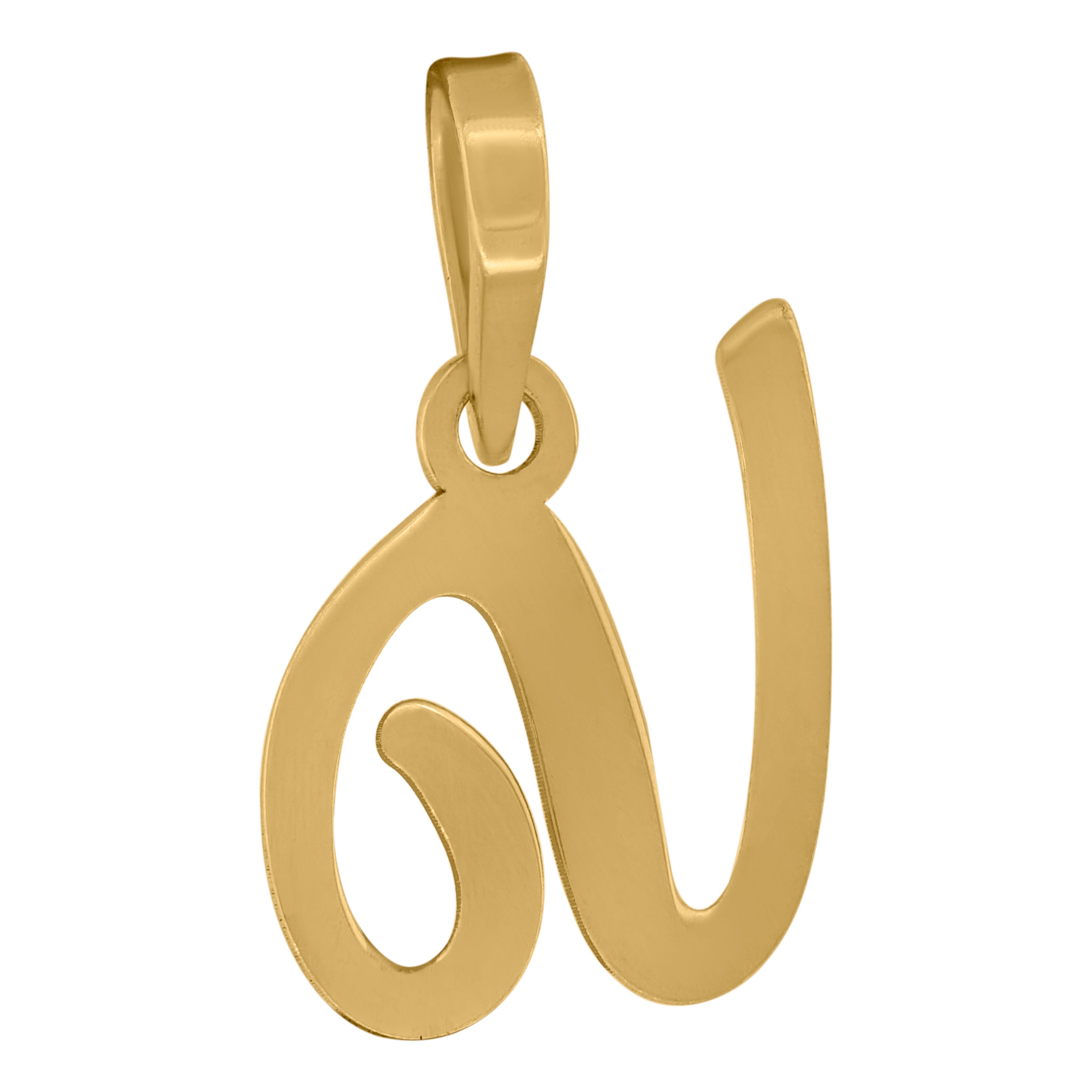 925 Sterling Silver Yellow-Tone Unisex Initial Alphabet V Charm Pendant