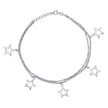 925 Sterling Silver Women Fashion Stars Anklet Size 10 Inches