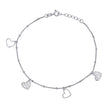 925 Sterling Silver Women Heart Charms Anklet Size 10 Inches