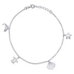 925 Sterling Silver Womens Ocean Life Charms Anklet Size 10 Inches