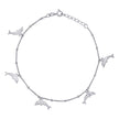 925 Sterling Silver Womens Jumping Dolphins Charms Anklet Size 10 Inches