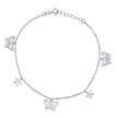 925 Sterling Silver Women Fashion Butterfly & Flower Anklet Size 10 Inches