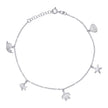925 Sterling Silver Womens Ocean Life Charms Anklet Size 10 Inches