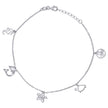 925 Sterling Silver Womens Ocean Life Charms Anklet Size 10 Inches
