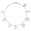 925 Sterling Silver Womens Ocean Life Charms Anklet Size 10 Inches