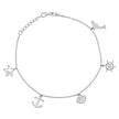 925 Sterling Silver Womens Ocean Life Charms Anklet Size 10 Inches