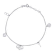 925 Sterling Silver Women Love Charms Anklet Size 10 Inches