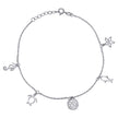925 Sterling Silver Womens Ocean Life Charms Anklet Size 10 Inches