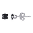 925 Sterling Silver Unisex Princess Cut Black Cubic-Zirconia 3mm Square Stud Earrings