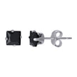 925 Sterling Silver Unisex Princess Cut Black Cubic-Zirconia 4mm Square Stud Earrings