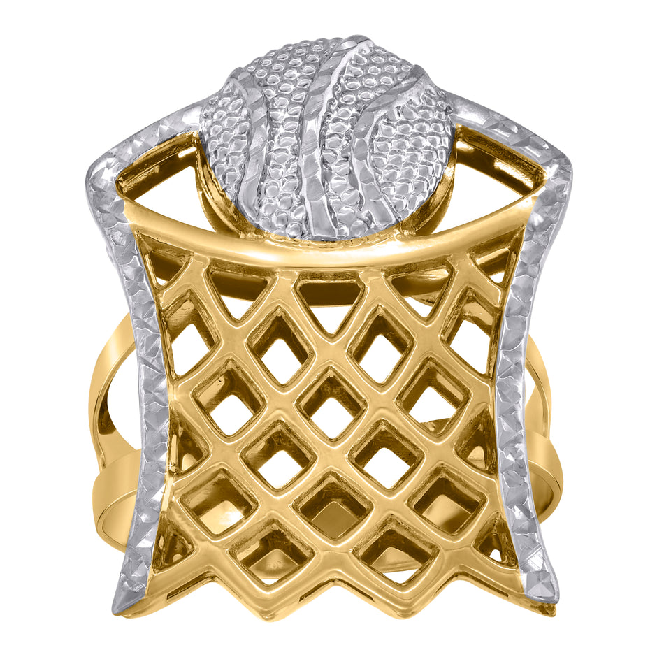 10kt Two-Tone Gold Mens Basketball Sports Ring