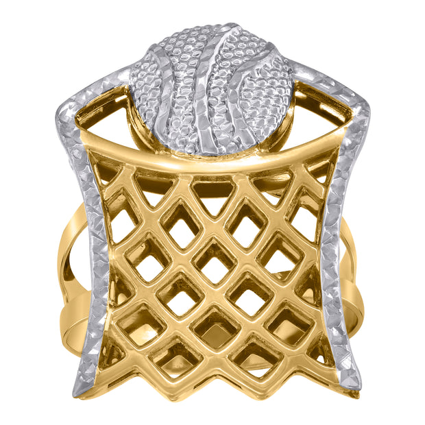 10kt Two-Tone Gold Mens Basketball Sports Ring