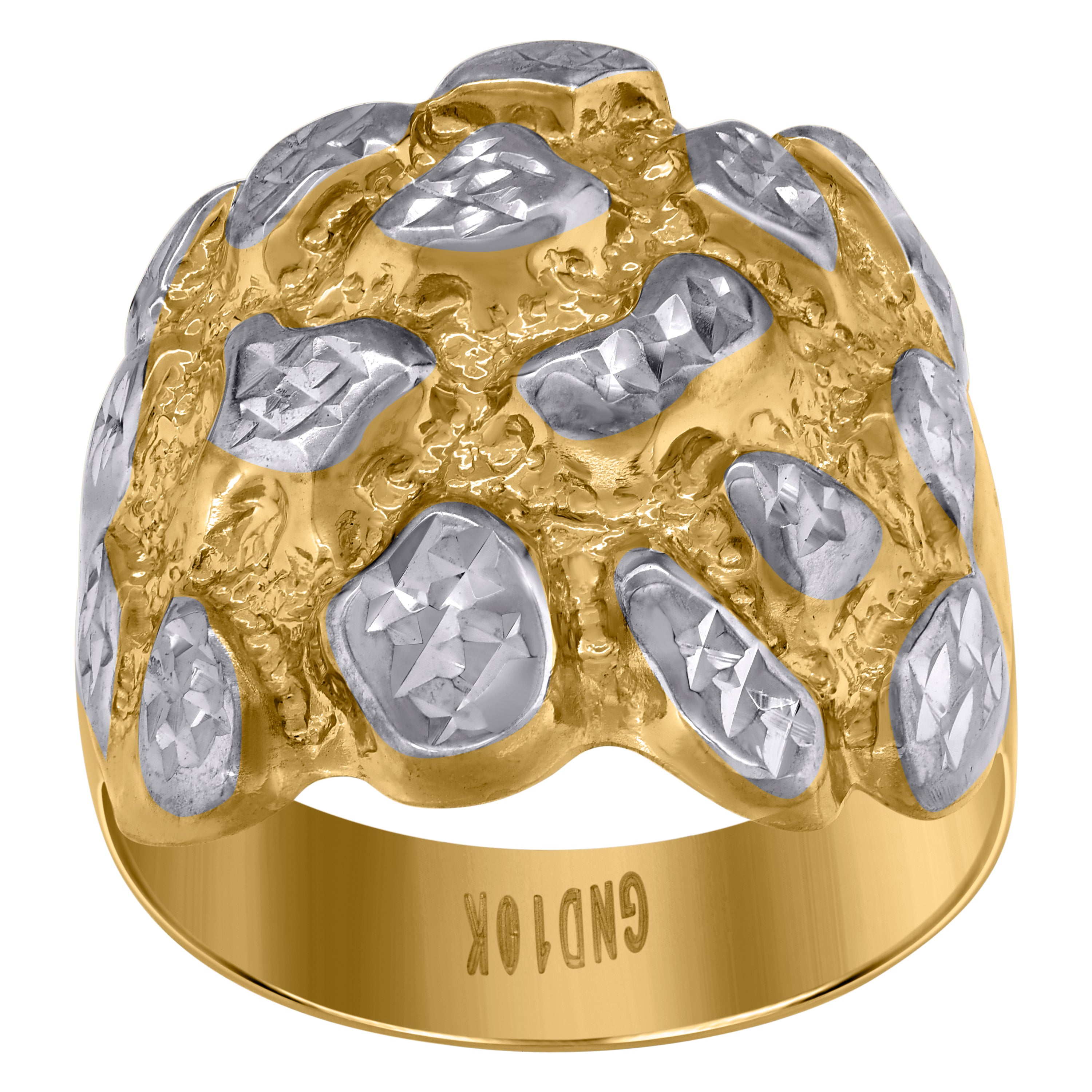 10kt Two-tone Gold Mens Nugget Fashion Ring