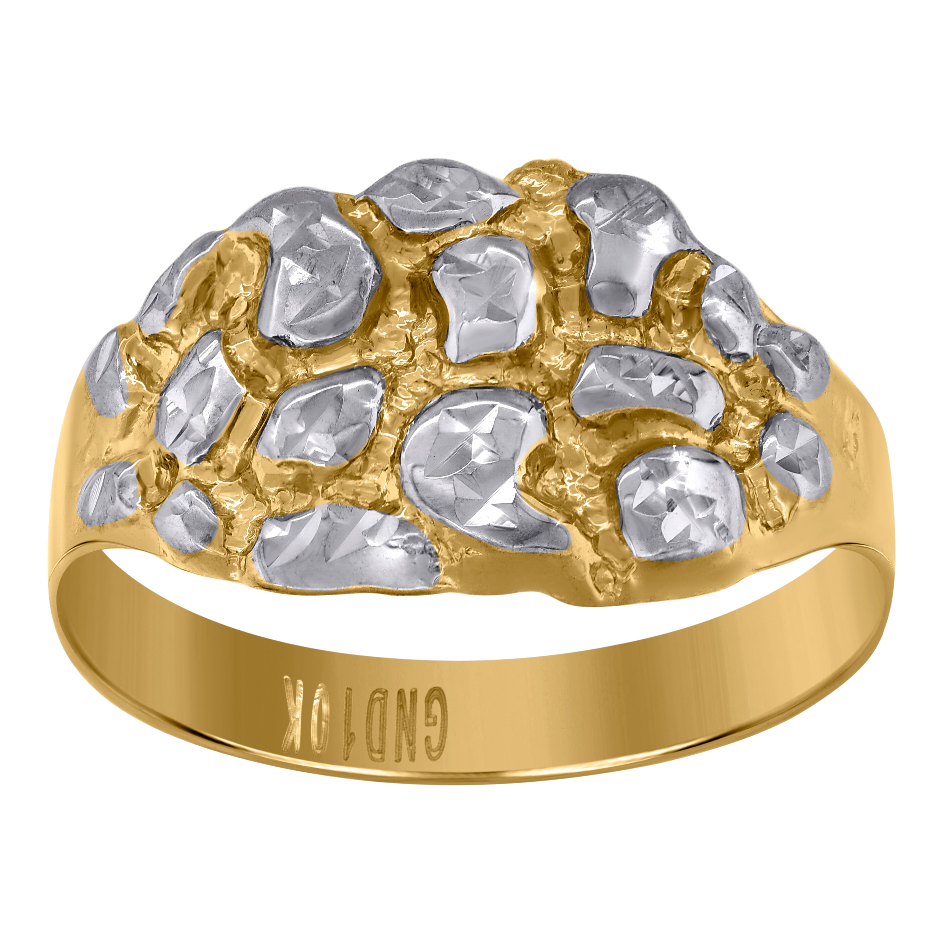 10kt Two-tone Gold Womens Nugget Fashion Ring