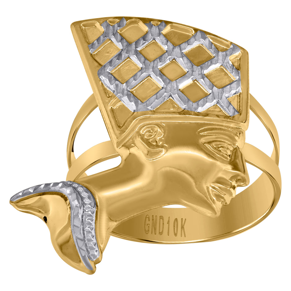 10kt Two-Tone Gold Mens Nefertiti Egyptian Ring