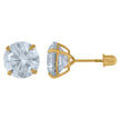 14Kt Yellow Gold Womens Cubic-Zirconia 8mm Round Stud Earrings