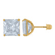 14Kt Yellow Gold Womens Princess-Cut Cubic-Zirconia 8mm Square Stud Earrings