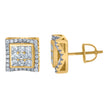 925 Sterling Silver Yellow-Tone Unisex Princess-Cut Cubic-Zirconia Square Fashion Stud Earrings