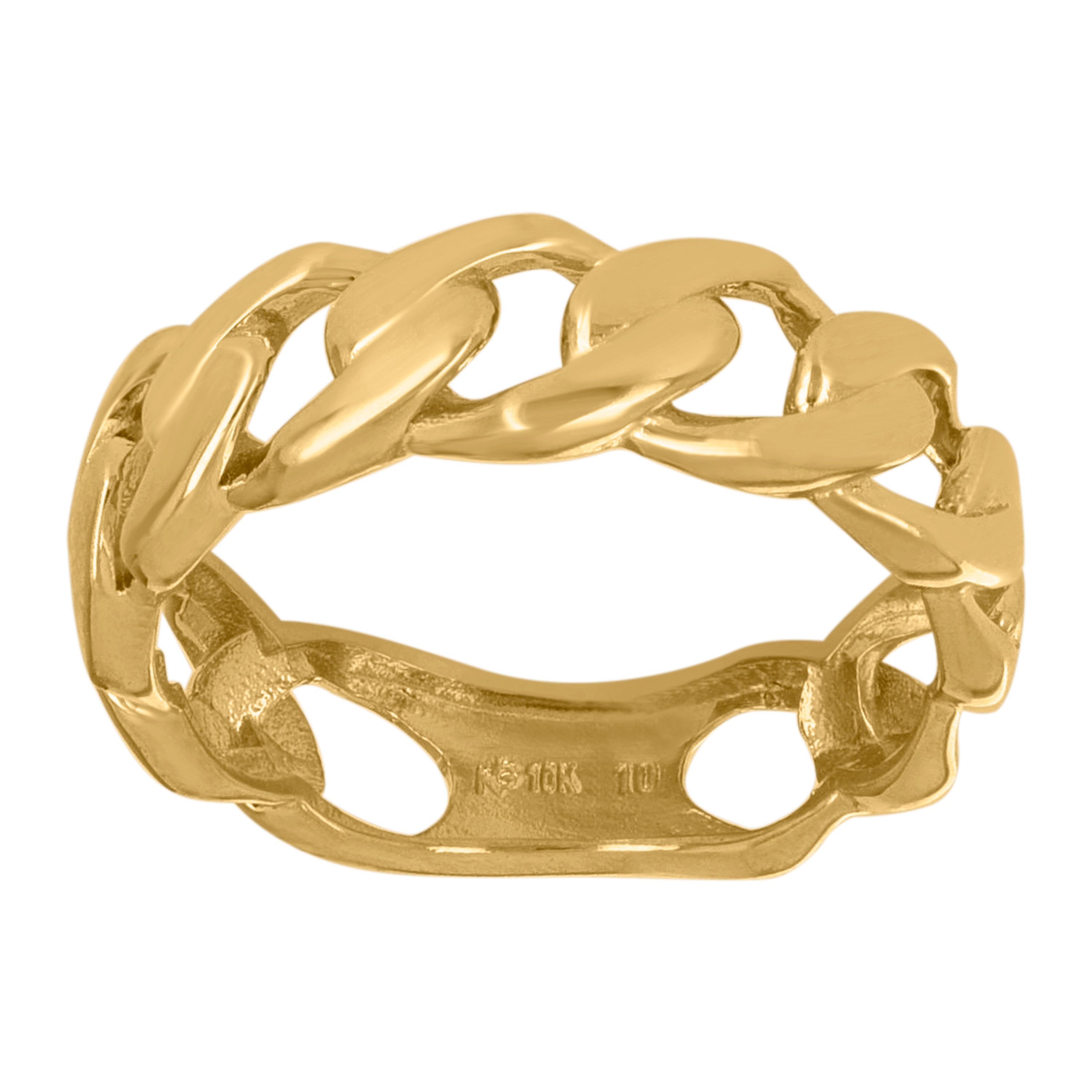 10kt Yellow Gold Womens Cuban Link 6mm Fashion Ring