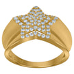 10kt Yellow Gold Mens Cubic Zirconia Star Nautical Ring