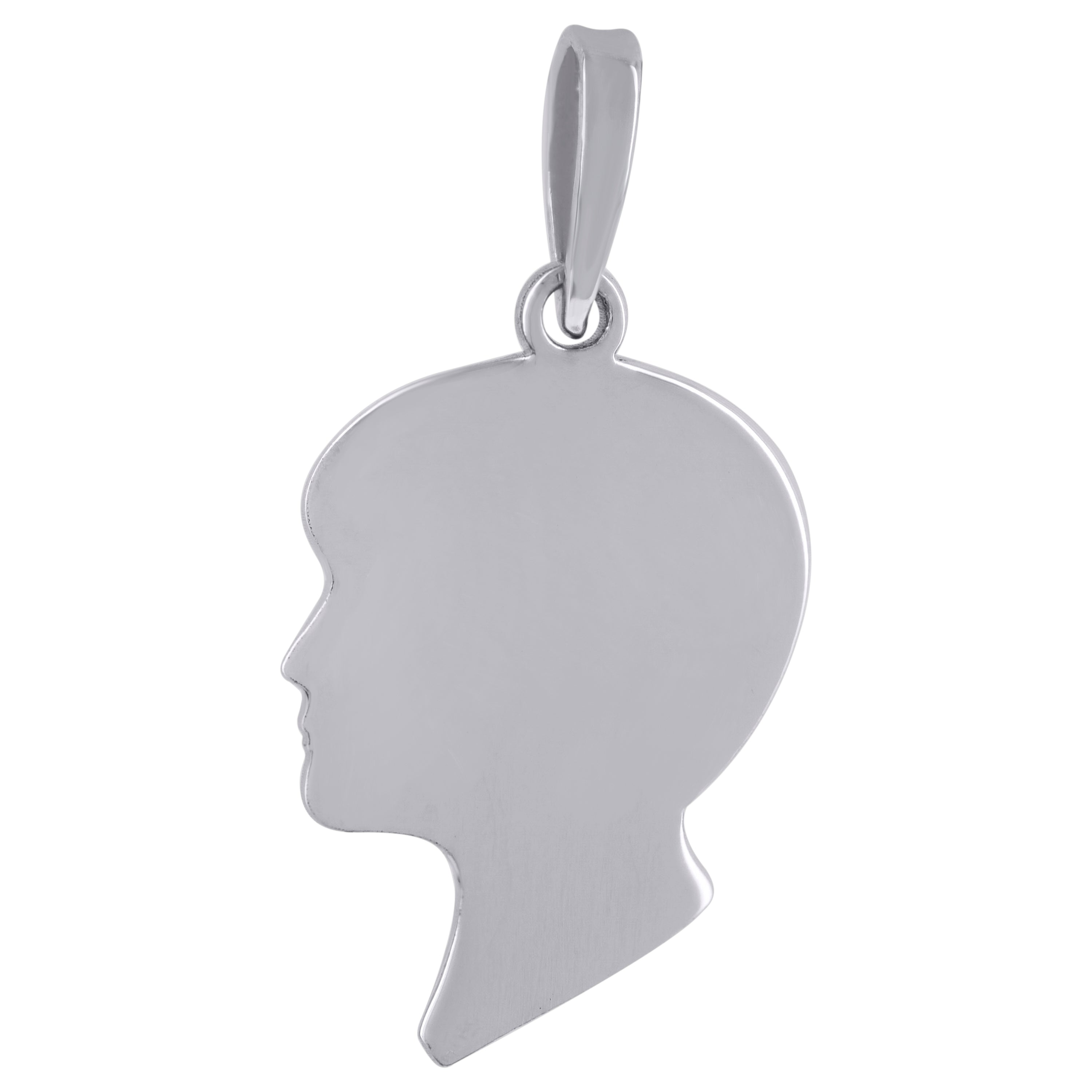 925 Sterling Silver Mens Fashion Boy Head Disc Engraveable Charm Pendant