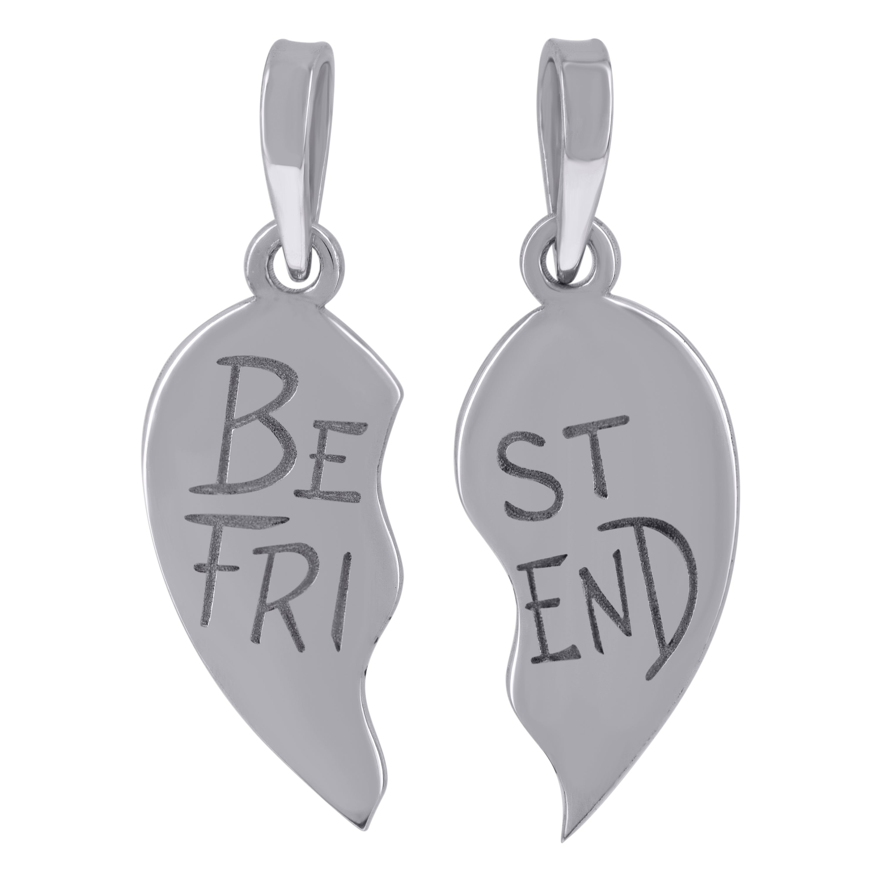 925 Sterling Silver Unisex Fashion Best Friend Break Apart Heart Talking Charm Pendant