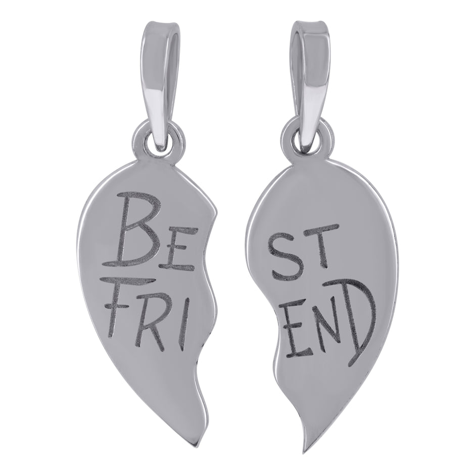 925 Sterling Silver Unisex Fashion Best Friend Break Apart Heart Talking Charm Pendant